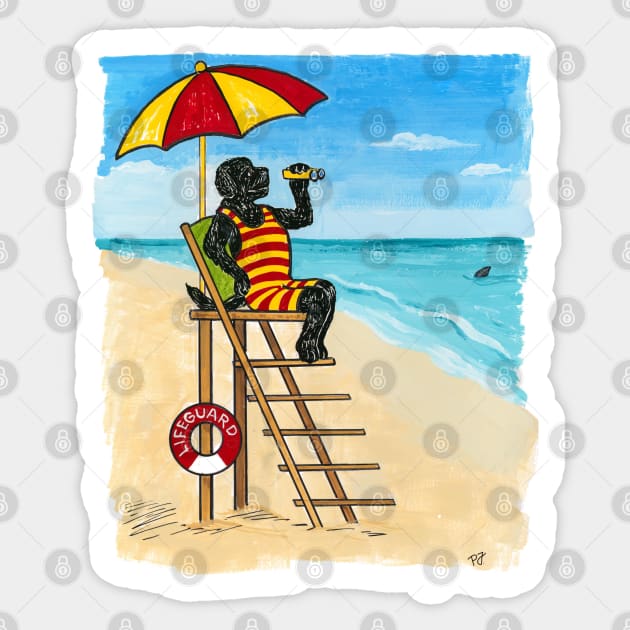 Newfoundland Lifeguard on Duty Sticker by Prairie Dog Print